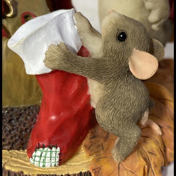 Charming Tails ~ THE STOCKINGS WERE HUNG ~ Mice at Fireplace ~ Fitz and Floyd - Picture 4 of 9